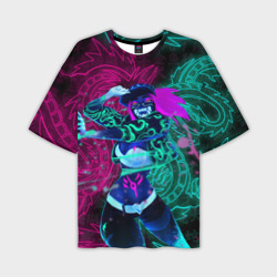 Мужская футболка oversize 3D KDA neon dragons league of Legends неоновые драконы