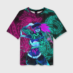 Женская футболка oversize 3D KDA neon dragons league of Legends неоновые драконы