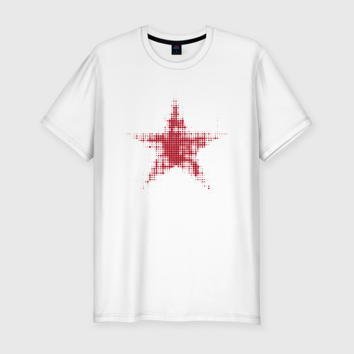Мужская футболка хлопок Slim с принтом Красная звезда полутон, вид спереди #2