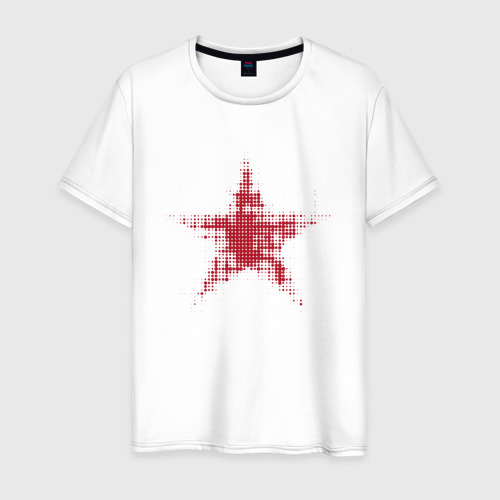 Мужская футболка из хлопка с принтом Красная звезда СССР полутон, вид спереди №1