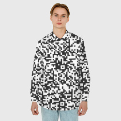 Мужская рубашка oversize 3D Стиль QR код - фото 2