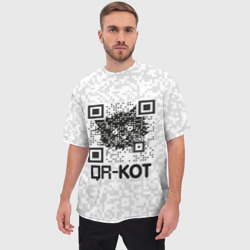 Мужская футболка oversize 3D QR код котик - фото 2