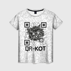 Женская футболка 3D QR код котик