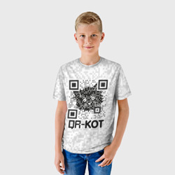 Детская футболка 3D QR код котик - фото 2