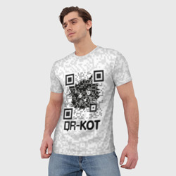 Мужская футболка 3D QR код котик - фото 2