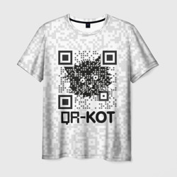 Мужская футболка 3D QR код котик