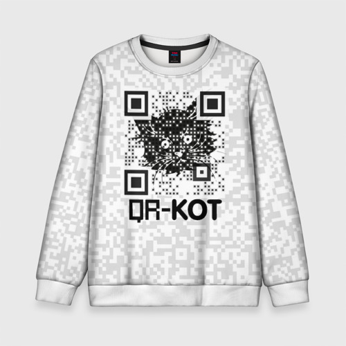 Детский свитшот 3D QR код котик, цвет 3D печать