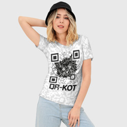 Женская футболка 3D Slim QR код котик - фото 2