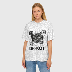 Женская футболка oversize 3D QR код котик - фото 2