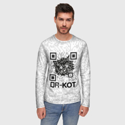 Мужской лонгслив 3D QR код котик - фото 2