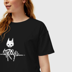 Женская футболка хлопок Oversize Stray game logo - фото 2