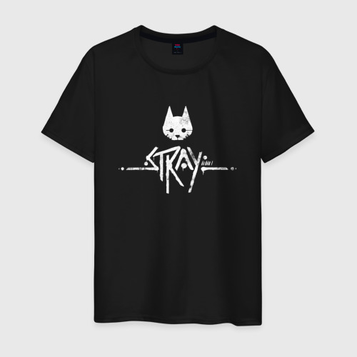 Мужская футболка хлопок Stray game logo, цвет черный