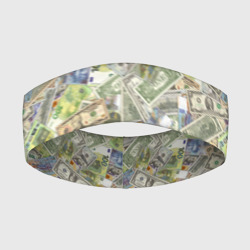 Повязка на голову 3D Разная Денежная Валюта Доллары, Евро, Франки