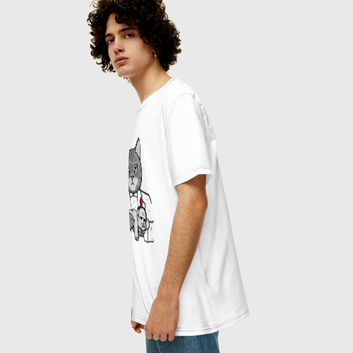 Мужская футболка хлопок Oversize Крестный Котец, цвет белый - фото 5