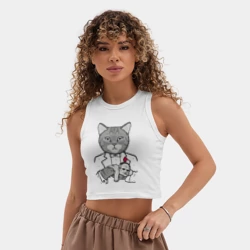 Женская укороченная майка-топ хлопок Крестный Котец - фото 2