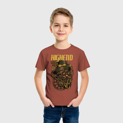 Детская футболка хлопок Высокий уровень, цвет кирпичный - фото 3