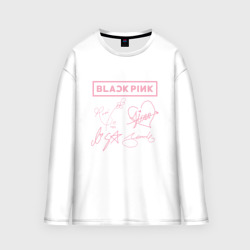 Мужской лонгслив oversize хлопок Blackpink автографы Блэкпинк