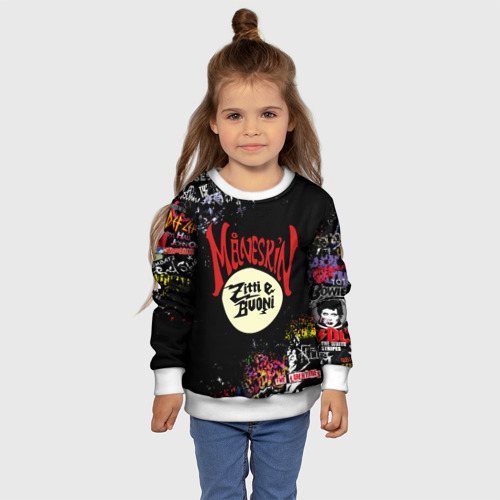 Детский свитшот 3D Maneskin, логотипы рок групп, цвет 3D печать - фото 7