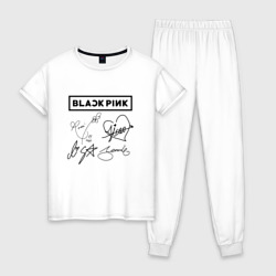 Женская пижама хлопок Blackpink автографы чёрный Блэкпинк