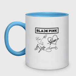 Кружка двухцветная Blackpink автографы чёрный Блэкпинк