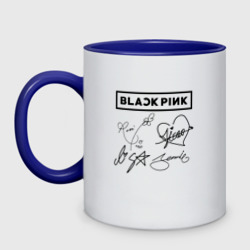 Кружка двухцветная Blackpink автографы чёрный Блэкпинк