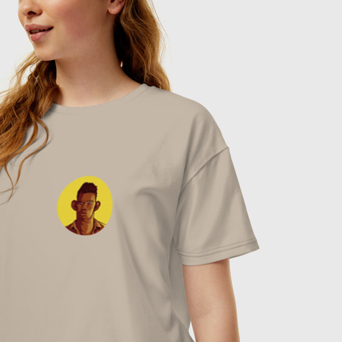Женская футболка хлопок Oversize с принтом Жмышенко Логотип, фото на моделе #1