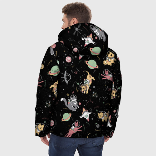 Мужская зимняя куртка 3D Космические коты, цвет черный - фото 4