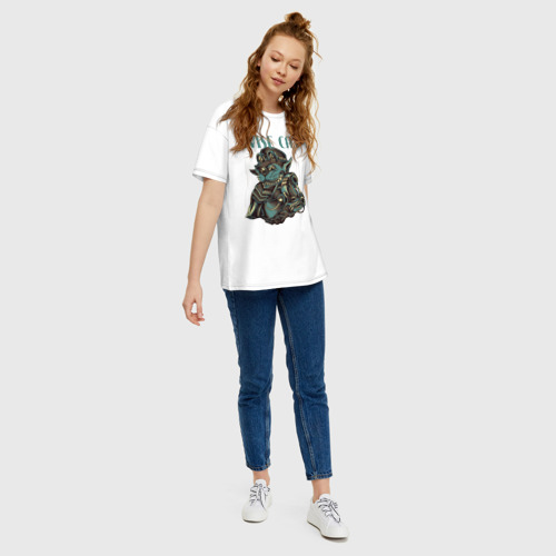Женская футболка хлопок Oversize Мудрый кот стимпанк, цвет белый - фото 5
