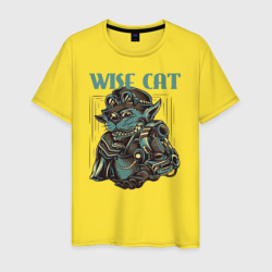 Мудрый кот стимпанк – Мужская футболка хлопок с принтом купить со скидкой в -20%