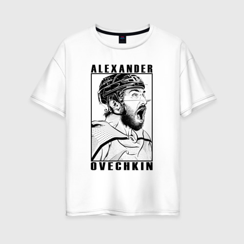 Женская футболка хлопок Oversize Александр Овечкин Alexander Ovechkin, цвет белый