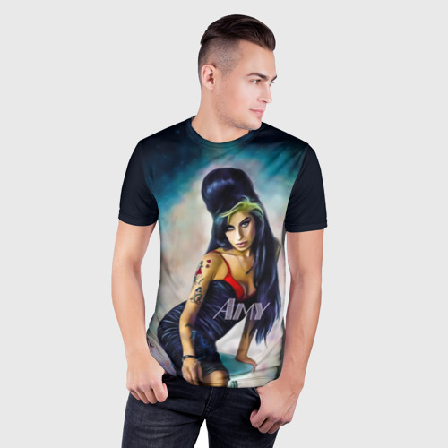 Мужская футболка 3D Slim Amy Jade Winehouse, цвет 3D печать - фото 3