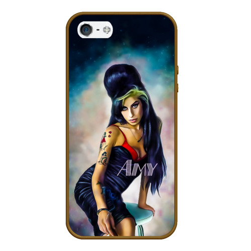 Чехол для iPhone 5/5S матовый Amy Jade Winehouse, цвет коричневый