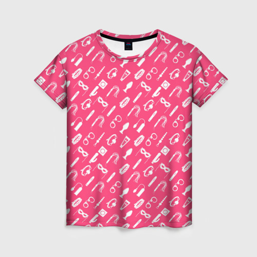 Женская футболка с принтом Секс Игрушки, вид спереди №1