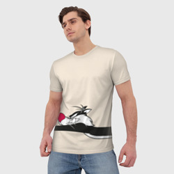 Мужская футболка 3D Сильвестр ловит Твитти - фото 2