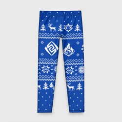 Детские леггинсы 3D Новогодний свитер Genshin Impact синий