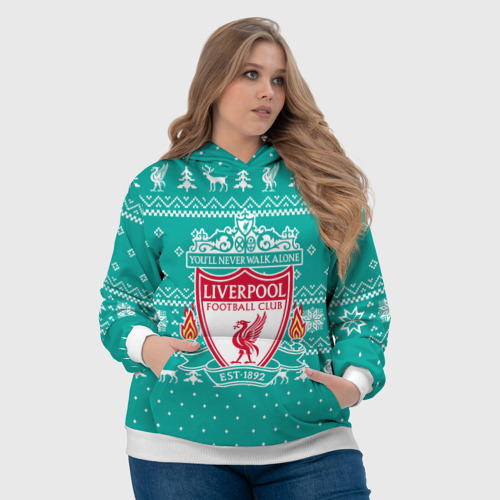 Женская толстовка 3D Новогодний свитер Liverpool, цвет 3D печать - фото 6