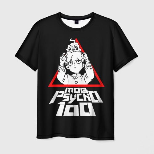 Мужская футболка с принтом Mob Psycho 100 Кагеяма и Ямочки, вид спереди №1