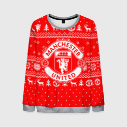 Мужской свитшот 3D Новогодний свитер Manchester united