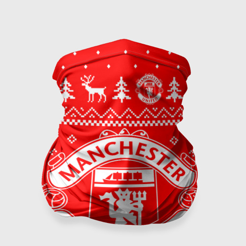 Бандана-труба 3D Новогодний свитер Manchester united, цвет 3D печать