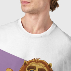 Футболка с принтом Lion - boss для мужчины, вид на модели спереди №4. Цвет основы: белый