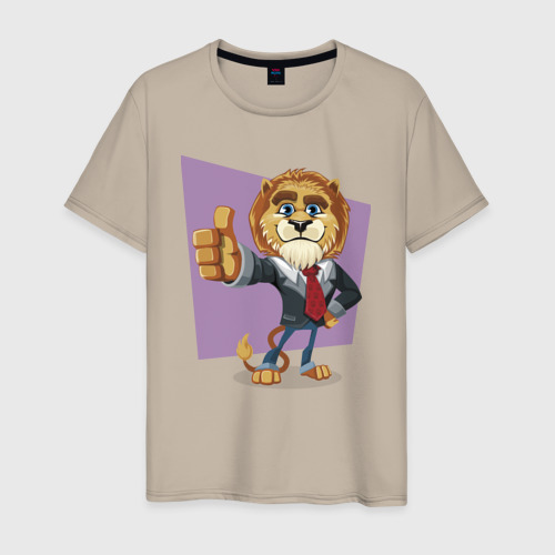 Мужская футболка хлопок Lion - boss, цвет миндальный