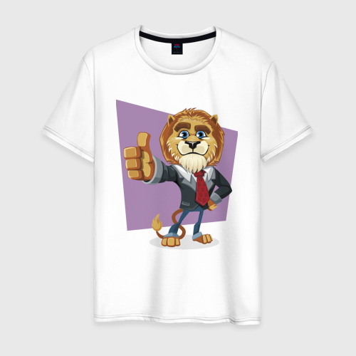 Мужская футболка из хлопка с принтом Lion - boss, вид спереди №1