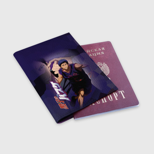 Обложка для паспорта матовая кожа Дайки Аомине - игрок баскетбольной команды, цвет фиолетовый - фото 3