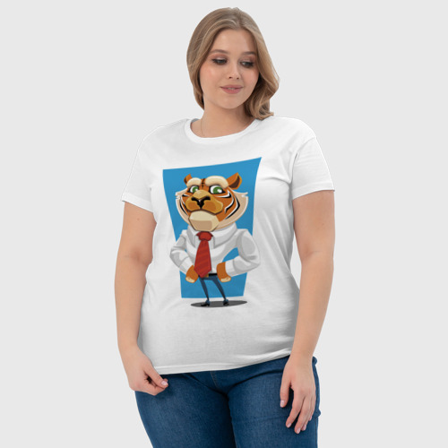 Женская футболка хлопок Tiger - boss, цвет белый - фото 6