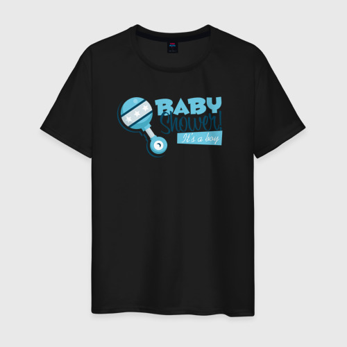 Мужская футболка хлопок Baby shower boy, цвет черный