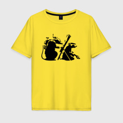 Мужская футболка хлопок Oversize Мыши с гранатометом. Banksy