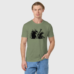 Мужская футболка хлопок Мыши с гранатометом. Banksy - фото 2