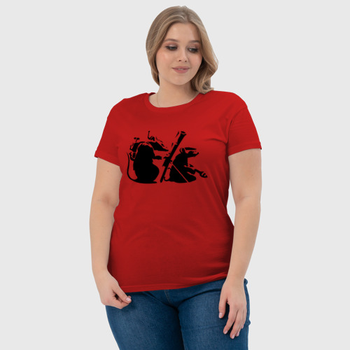Женская футболка хлопок Мыши с гранатометом. Banksy, цвет красный - фото 6