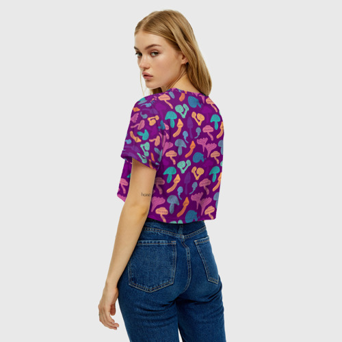 Женская футболка Crop-top 3D Психоделические грибы паттерн, цвет 3D печать - фото 5