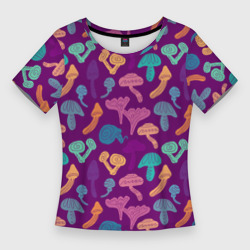 Женская футболка 3D Slim Психоделические грибы паттерн